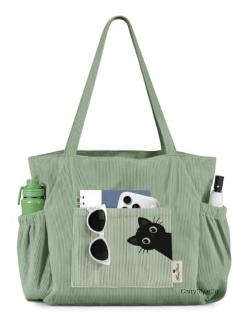 Corduroy Tote Bag for Women Large Zipper Shoulder Work School Handbag